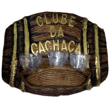 Imagem de Pingômetro Placa Barril Horizontal Clube da Cachaça - 3 Copos - Retrof