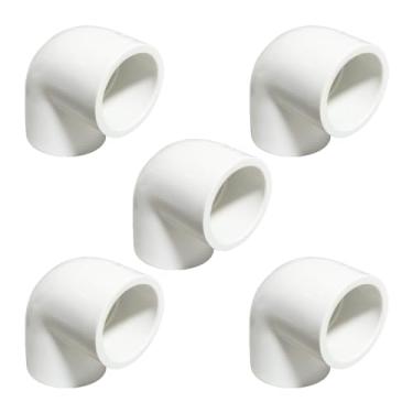 Imagem de HayEastdor 5 peças de 2,5 cm branco PVC adaptador de cotovelo de 90 graus, conectores de acoplamento de canto de tubo de ângulo reto de 2 vias para irrigação por gotejamento, sistema de irrigação por