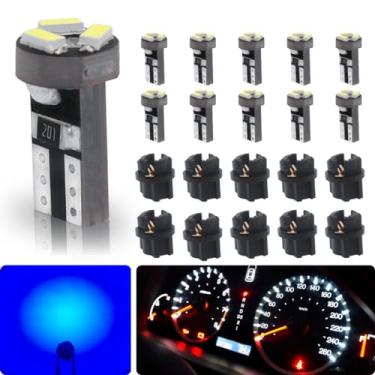 Imagem de siweex Lâmpadas LED T5 Azul 74 73 37 2721 Painel de Instrumentos de Carro Calibre Cluster Luzes Indicadoras com 3/20.3 cm 9mm T5 Twist Lock Socket Wedge Base, Pacote com 10 Conjuntos