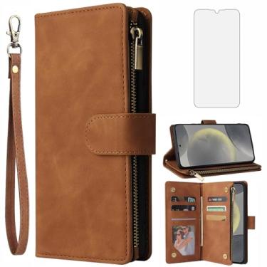 Imagem de Asuwish Compatível com Samsung Galaxy S24 Plus S24+ 5G capa carteira de vidro temperado protetor de tela e capa flip suporte para cartão, acessórios de celular, capas de telefone para S24plus 24S + S