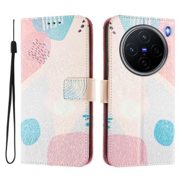 Imagem de Capa carteira para vivo X200 Pro Mini, 3 compartimentos para cartão, 1 compartimento para dinheiro, capa flip de couro PU com padrão fofo, capa com fivela magnética à prova de choque, compatível com