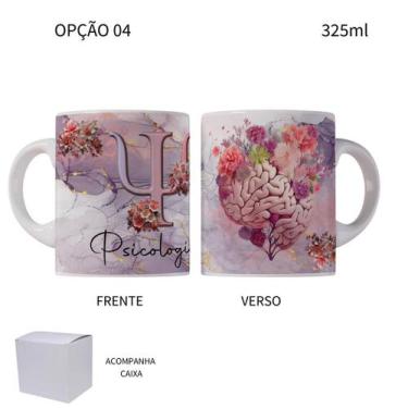 Imagem de Caneca 325ml Profissões Psicologia Psicóloga Flores - LARANJA E MIMOS
