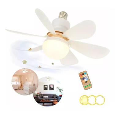 Imagem de Ventilador De Teto Lampada Led ilumina Silencioso Bocal E27 Controle r