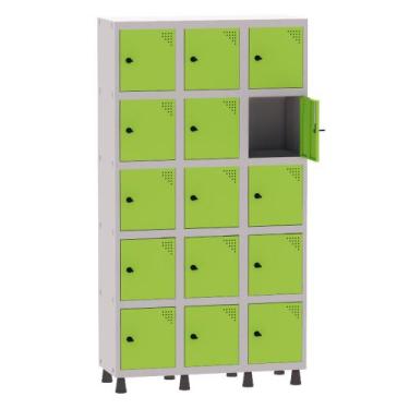 Imagem de Armário Guarda Volume Locker Roupeiro 3 Vãos 15 Portas Aço GRP503/15 C