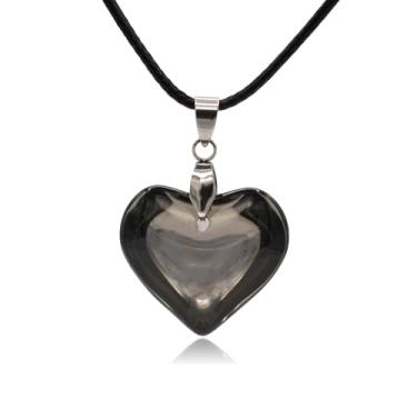 Imagem de Clayton Jewelry Labs Colar com pingente de coração de vidro sólido semitransparente vermelho, Aço inoxidável, Sem pedras preciosas - arenito - sem pedras preciosas