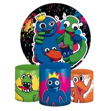 Imagem de Kit Decoração Festa de Aniversário Master Painel Redondo 1,50 + Trio de Capas de Cilindro Rainbow Friends