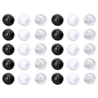 Imagem de Contas de Cabelo, Dreadlocks de Cabelo, Contas para Pulseiras, 100 Peças, Contas de Pônei, Acessórios de Trança Coloridos para Decoração de Cabelo e Barba (preto e branco