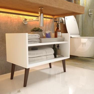 Imagem de Gabinete Armário Mesinha Multiuso Organizador de Ambiente para Banheiro Retrô Grécia - Branco