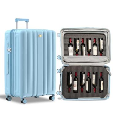 Imagem de Mala de vinho para aviões, capacidade para 12 garrafas, caixa de transporte de vinho durável, estojo de viagem de vinho com trava TSA, transportador de vinho versátil com inserções removíveis e rodas