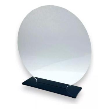 Imagem de 5 Troféus Redondos Acrílico Cristal 15,5cm C/base Preta - CNC Sorocaba