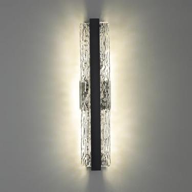 Imagem de Faziyo Arandela De Cristal Moderna, Luminária De Parede Com Fio De 24 Polegadas, Arandela Preta Regulável De 4000 K, Montagem Em Parede Interna, Luminárias De Parede De 34 W Para Banheiro, Luz De Pe