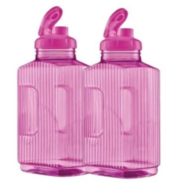 Imagem de 2 Jarra Garrafa De Água Suco Geladeira Tampa Higiênica 1,7lt - Bandeir