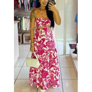 Imagem de Vestido Feminino Longo  Estampado Forado Com Bojo Super Tendência - RL