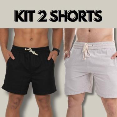 Imagem de Short linho Conexão Kit 2 und - Conexão Surf, P, Bege, Preto