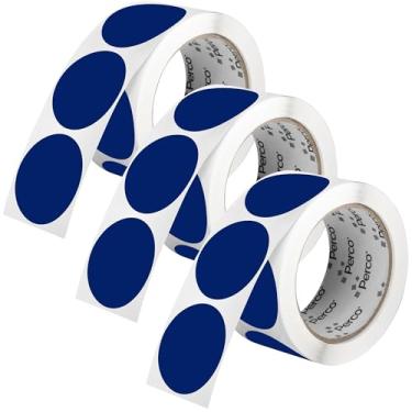 Imagem de Perco Etiquetas adesivas de bolinhas redondas azuis escuras de 5 cm - Pacote com vários rolos (3 rolos, 500 etiquetas cada) - Adesivo permanente, cores vibrantes, fixação forte - perfurado para uso