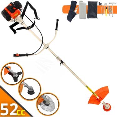 Imagem de Roçadeira Profissional a Gasolina T-SAPER / TSAPER RG52CC 52cc Faca 3 pontas + Lamina de Videa 40 Dentes p/ Troncos