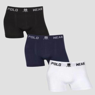 Imagem de Kit 3 Cuecas Infantil Polo Wear Sem Costura Lisa Poliéster, 1 preto, 1