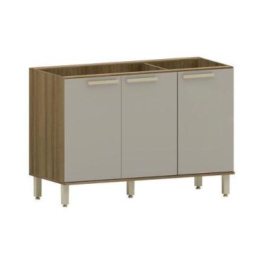 Imagem de Balcão De Pia 120cm 3 Portas Sem Tampo Isis Luciane Móveis Avelã-mocca