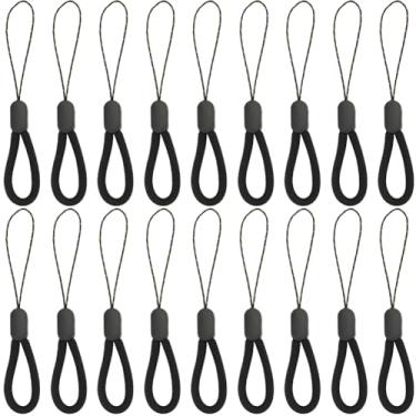 Imagem de GORGECRAFT 30 peças de alça preta para chaveiro de telefone 125 mm de comprimento cordão de pulso portátil curto nylon corda móvel para celular, minicâmera, pen drives, chave, cartão de identificação