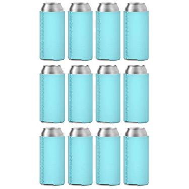 Imagem de TahoeBay 6 Slim Can Sleeves - Coolers de cerveja de neoprene em branco - Compatível com RedBull de 340 ml, Michelob Ultra, Seltzer de garra branca, Robins Egg Blue, 12oz, 12