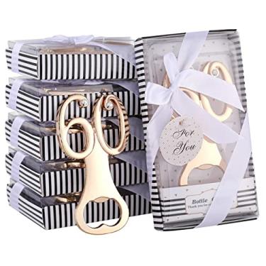 Imagem de DAJAMAI Pacote com 18 abridores de garrafa criativos para lembrancinhas de festa de 60 anos ou presentes de festa de aniversário de 60 anos, presentes de festa de aniversário de 60 anos, decorações para convidados (60 anos)