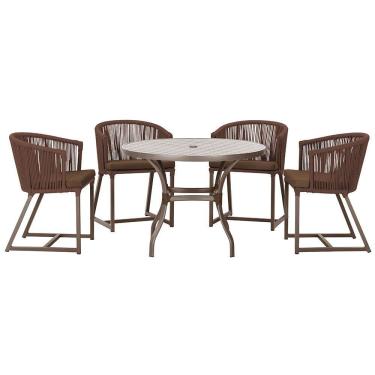 Imagem de Mesa com 4 Cadeiras de Jantar Roma 100cm e Noronha em Aluminío