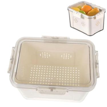 Imagem de Cesto Organizador De Alimentos Para Geladeira Com Tampa - Multiuso