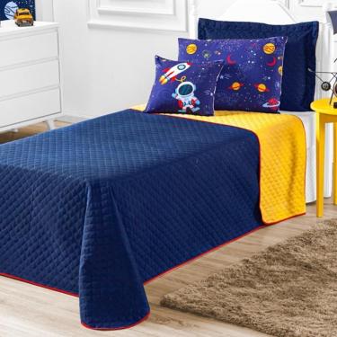 Imagem de Cobre Leito Astronauta Solteiro 5 Pecas - Azul-amarelo