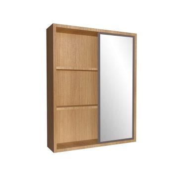 Imagem de Armário Espelheira Para Banheiro 1 Porta De Correr 2 Prateleiras Julia Mel-grafite