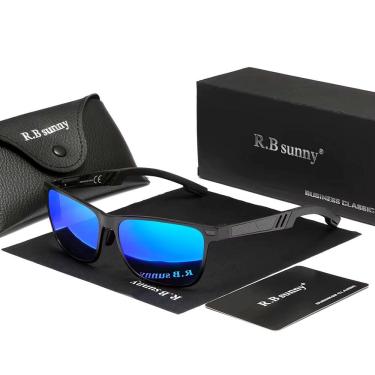 Imagem de Óculos De Sol Polarizados Para Homens E Mulheres Estilo Retangulares Design Piloto Uv400 Azul