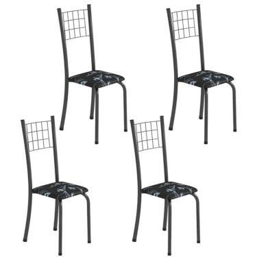 Imagem de Kit 4 Cadeiras Tubular Dany 95x37x40 Cm Preto -mart Prata