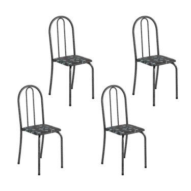 Imagem de Kit 4 Cadeiras Tubular Ane B 89x37x42 Cm Preto-mart Prata