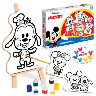 Imagem de Mickey Disney Brinquedo Educativo Com Tela Para Pintar Tinta Guache e 