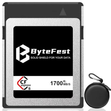 Imagem de ByteFest Cartão De Memória Cfexpress Profissional Tipo B 128 Gb, Gravação Vídeo Raw 4K/8K Para Canon Eos R3/R5/R5C, Nikon Z6/Z7/Z9/D5/D6/D500/D850, Câmera Dji Ronin 4D Panasonic Fujifilm, Prata