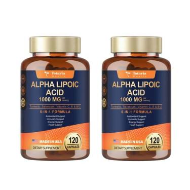 Imagem de (2 pacotes) Cápsulas de suplemento ALA de 1000 mg de ácido alfa lipóic