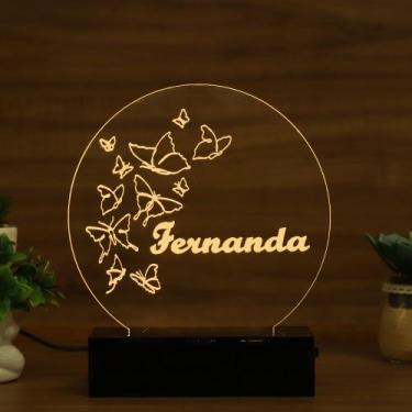 Imagem de Luminária Abajur Borboletas Voando LED Amarelo - Bold