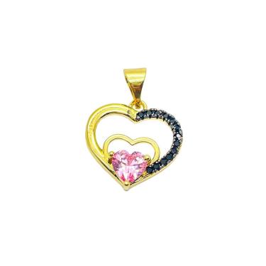 Imagem de Pingente Coração Com Ponto De Luz Banhado A Ouro 18k