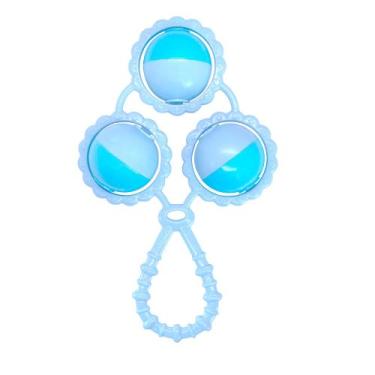 Imagem de Chocalho De Bebê Azul Infantil Menino 3 Bolinhas Tradicional - BABYGO