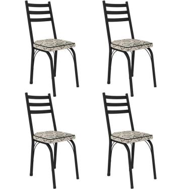 Imagem de Kit 4 Cadeiras Para Cozinha Tubular D-13 Nara De Aço Preto/cedro