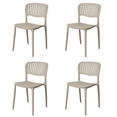 Imagem de Kit 4 Cadeiras Empilhável Inmetro Havana Fratini Polipropileno Fendi Suporta 182kg