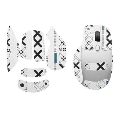 Imagem de NOUKAJU Fita de aderência de mouse cobertura total para Keychron M6, fita antiderrapante para mouse, kit de atualização de mouse profissional pré-cortado resistente ao suor autoadesivo (branco)