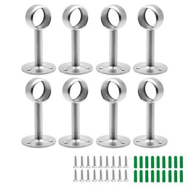 Imagem de Jiozermi 8 peças suporte para varão de cortina de teto de 2,5 cm, suporte para varão de armário com flange, soquete para varão de aço inoxidável resistente, suportes para varão de armário, acabamento escovado