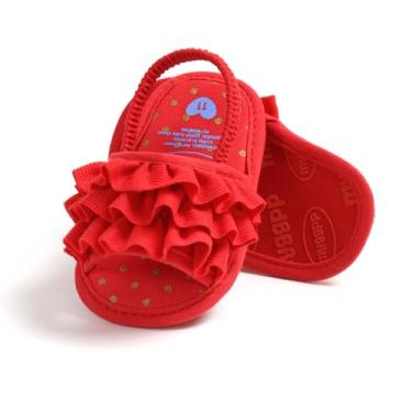 Imagem de Myleleya Sandálias para bebês meninos meninas verão vestido de casamento sapatos rasos sapatos de berço recém-nascido sapatos primeiros andadores sapatos pré-andadores, A04 Vermelho, 6-12 Meses