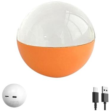 Imagem de Reprodutor de vídeo com bola de cristal de 6,9 cm, exibição digital, vídeos e fotos personalizáveis, presente personalizado para aniversário, aniversário, esfera iluminada de casamento (laranja)