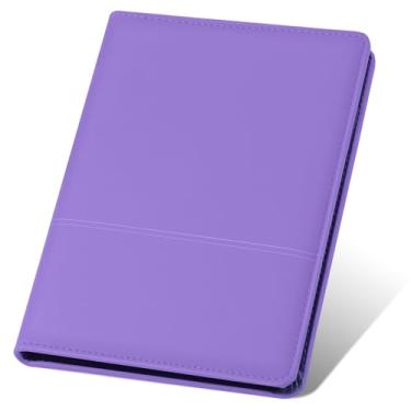 Imagem de Konper Pasta clássica padfolio/júnior, pasta organizadora de couro A5 para homens e mulheres, bloco de escrita A5 incluído, roxo.