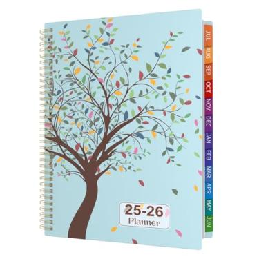 Imagem de Agenda 2025-2026, agenda 25-26 trimestral, semanal e mensal - de julho de 2025 a junho de 2026, agenda semanal A4 com abas coloridas, Hardover, páginas de anotações, bolsos, encadernação em espiral