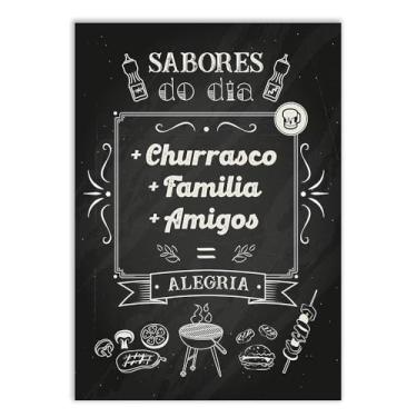 Imagem de Placa Decorativa Sabores Do Dia Churrasco Família Amigos Decoração Poster Quarto Sala