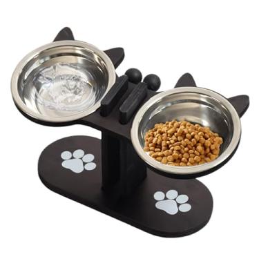 Imagem de Pratos para gatos para comida e água, suporte ajustável para tigela para cães | Bebedouro de animais de estimação para gatinhos e filhotes, casa de armazenamento diário, casa, ambientes internos