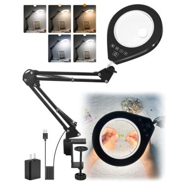 Imagem de Lupa NAKOOS 10X e 5X com luz, lâmpada de mesa branca