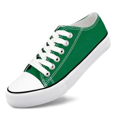 Imagem de Tênis unissex de lona casual de cano baixo com cadarço para mulheres e homens, confortável, leve, clássico, moderno, popular 2024, Zapatillas Casual De Lona De Moda para Hombre Y Mujer, Verde, 13